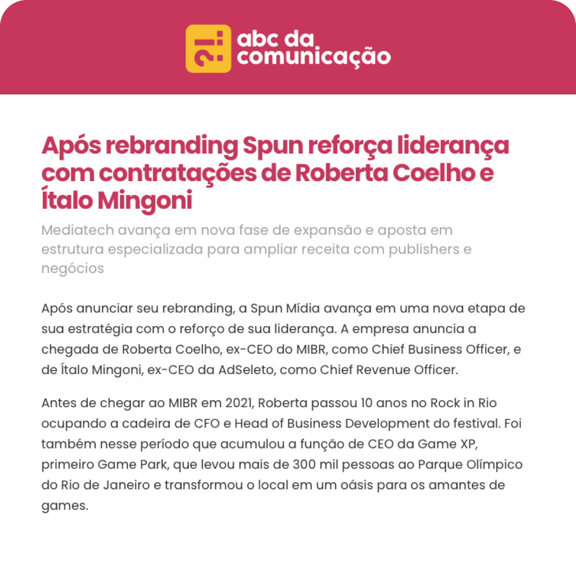 Reportagem ABC Comunicação