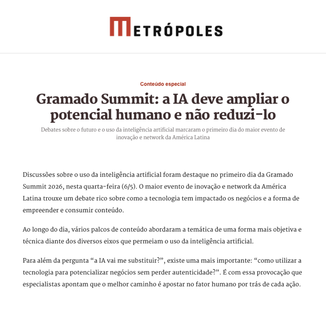 Reportagem Metrópoles