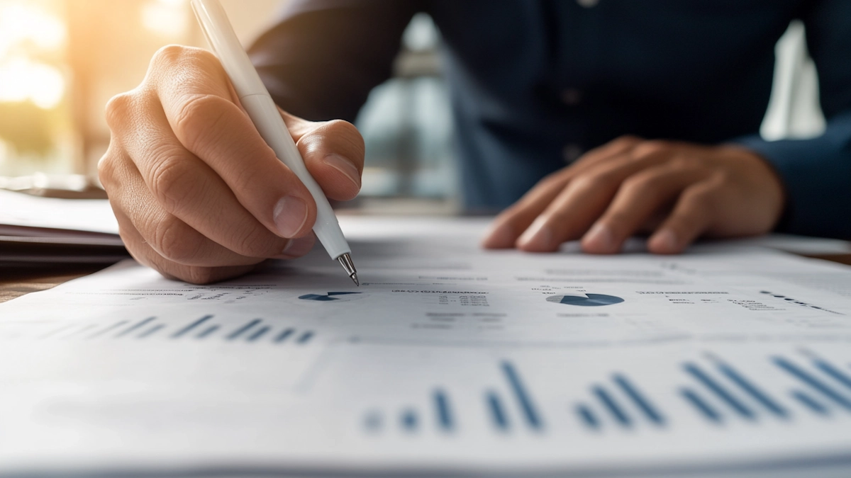 Profissional analisando indicadores de marketing em relatório de desempenho para apoiar decisões estratégicas de negócio.
